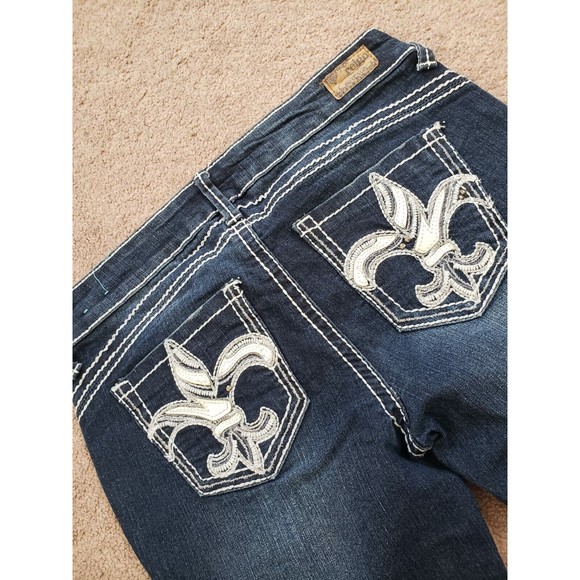 Reign Blue Denim Embroidered Cropped Jeans Pants Nina Women's Sz 5 - Picture 4 of 13